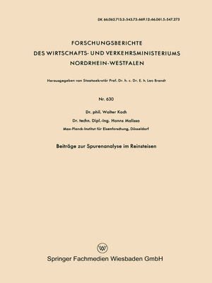 cover image of Beiträge zur Spurenanalyse im Reinsteisen